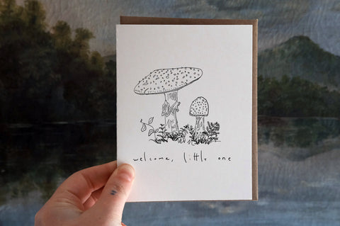 Welcome Little One Mushroom Greeting Card